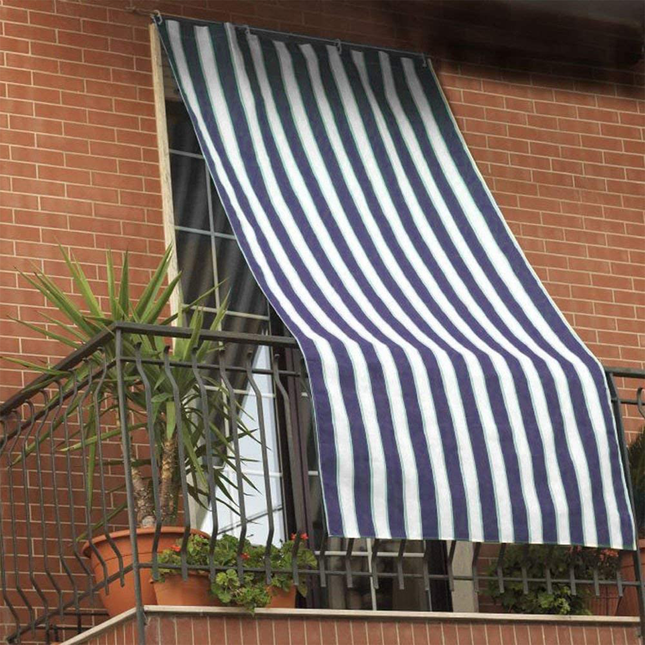 Tenda Da Sole Per Veranda Balcone Terrazzo A Righe Con Anelli E Ganci 150×290 Cm