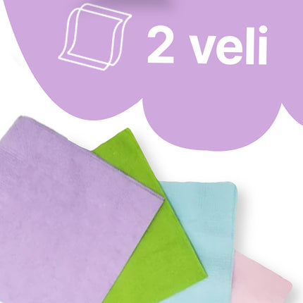 Carind Tovaglioli Cocktail: 100 Pezzi, 24X24Cm, 2 Veli, Colorati (Napkin)