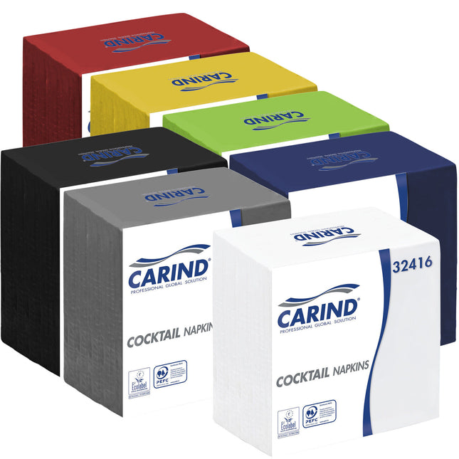 Carind Tovaglioli Cocktail: 100 Pezzi, 24X24Cm, 2 Veli, Colorati (Napkin)