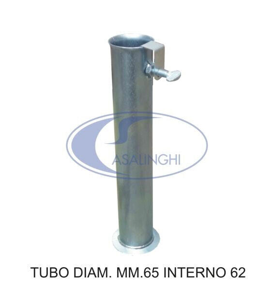 Tubo In Acciaio Zincato Per Base Ombrellone In Graniglia Ø Interno 42-52-62 Mm