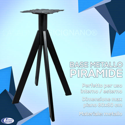 BASE PIRAMIDE METALLO NERO FOUR DM600 QUATTRO GAMBE + PIANO HPL 80X80 / 70x70 cm, VARIE COLORAZIONI Casalinghi Sicignano
