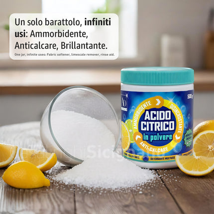 Acido Citrico Puro 500g con Misurino - Anticalcare e Ammorbidente AD Trend