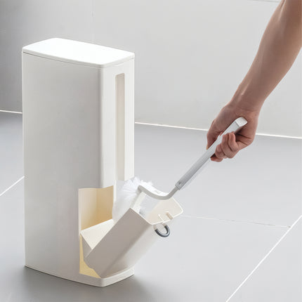 Set Igiene Bagno 3-in-1 Salvaspazio: Pattumiera WC con Scopino Integrato e Dispenser Sacchetti – Dimensioni Compatte (19x11x41cm) D&D Casalinghi