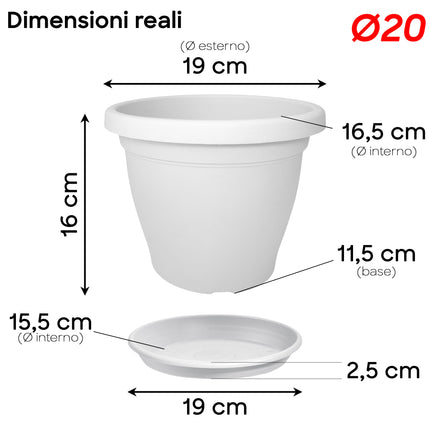 Set Vaso Verona Plastica Veca con Terriccio Dosato – Rinvaso Subito Bianco 20 cm Veca