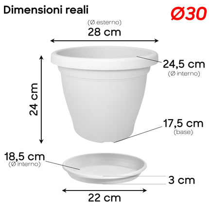 Set Vaso Verona Plastica Veca con Terriccio Dosato – Rinvaso Subito Bianco 30 cm Veca