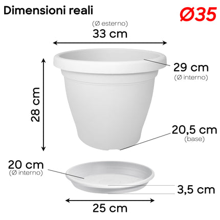 Set Vaso Verona Plastica Veca con Terriccio Dosato – Rinvaso Subito Bianco 35 cm Veca