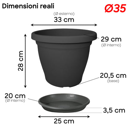 Set Vaso Verona Plastica Veca con Terriccio Dosato – Rinvaso Subito Antracite 35 cm Veca