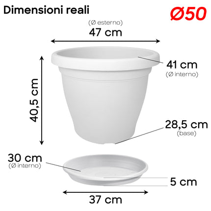 Set Vaso Verona Plastica Veca con Terriccio Dosato – Rinvaso Subito Bianco 50 cm Veca