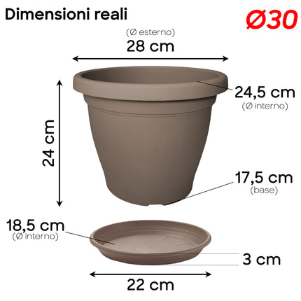 Set Vaso Verona Plastica Veca con Terriccio Dosato – Rinvaso Subito Avana 30 cm Veca