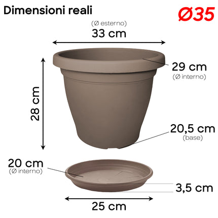 Set Vaso Verona Plastica Veca con Terriccio Dosato – Rinvaso Subito Avana 35 cm Veca