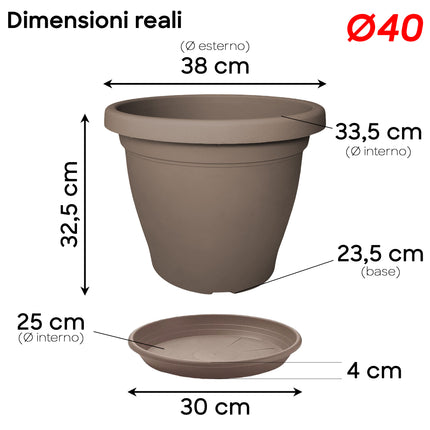 Set Vaso Verona Plastica Veca con Terriccio Dosato – Rinvaso Subito Avana 40 cm Veca