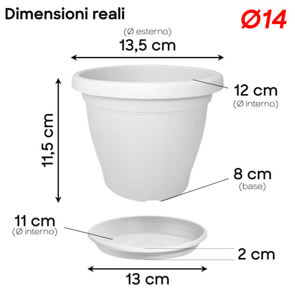 Set Vaso Verona Plastica Veca con Terriccio Dosato – Rinvaso Subito Bianco 14 cm Veca