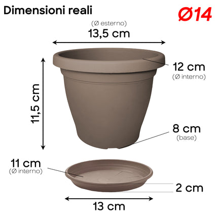 Set Vaso Verona Plastica Veca con Terriccio Dosato – Rinvaso Subito Avana 14 cm Con terriccio Veca