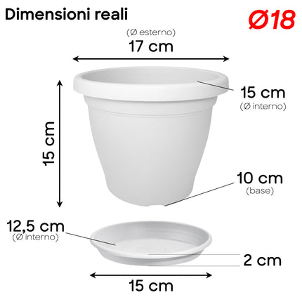Set Vaso Verona Plastica Veca con Terriccio Dosato – Rinvaso Subito Bianco 18 cm Veca