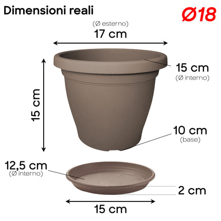 Set Vaso Verona Plastica Veca con Terriccio Dosato – Rinvaso Subito Avana 18 cm Veca