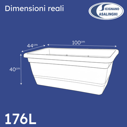 Fioriera Rettangolare Anthea Veca 80/100 cm – Anti‑UV, Made in Italy, Struttura Rinforzata, Sottofioriera e Ruote Optional Fioriera 100 cm Veca