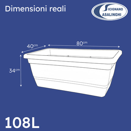 Fioriera Rettangolare Anthea Veca 80/100 cm – Anti‑UV, Made in Italy, Struttura Rinforzata, Sottofioriera e Ruote Optional Fioriera 80 cm Veca