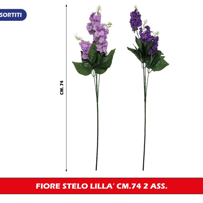 Fiore Artificiale Stelo Lillà 74 cm in Poliestere, Metallo e Plastica | Ramo Decorativo Finto per Vaso, Colori Assortiti Lovimport srl