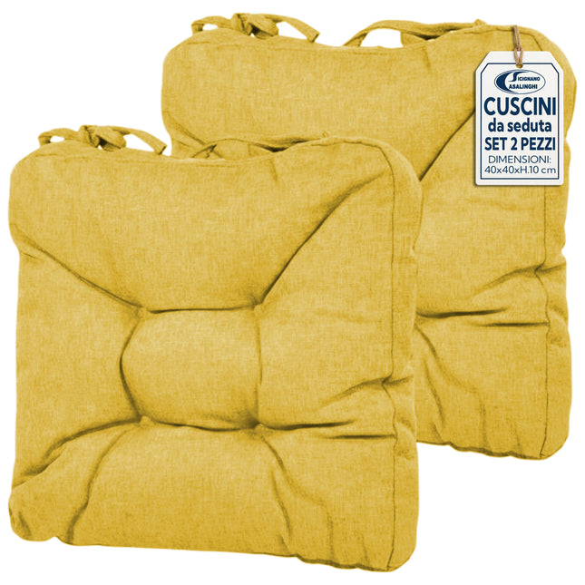Set 2 Cuscini da Seduta 38x38x8 cm in Poliestere - 8 Colori Giallo Lovimport srl