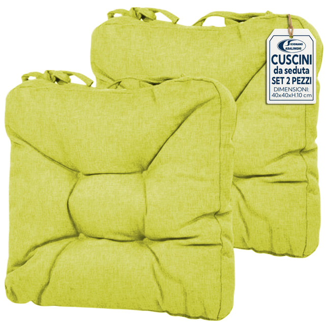 Set 2 Cuscini da Seduta 38x38x8 cm in Poliestere - 8 Colori Verde Lovimport srl