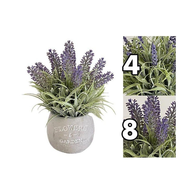 Piantina di Lavanda Artificiale 21 cm in Vaso | Pianta Finta Decorativa con 2 Fantasie Assortite per Interno ed Esterno Lovimport srl
