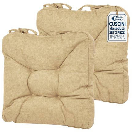 Set 2 Cuscini da Seduta 38x38x8 cm in Poliestere - 8 Colori Crema Lovimport srl