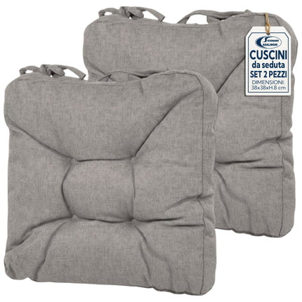 Set 2 Cuscini da Seduta 38x38x8 cm in Poliestere - 8 Colori Grigio Lovimport srl