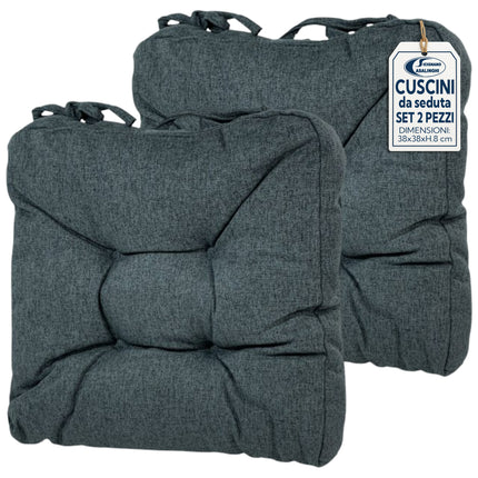 Set 2 Cuscini da Seduta 38x38x8 cm in Poliestere - 8 Colori Blu Lovimport srl
