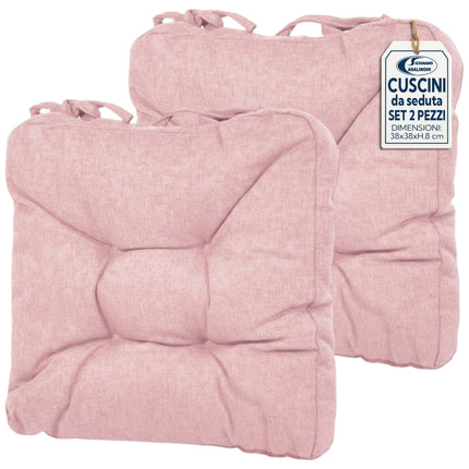 Set 2 Cuscini da Seduta 38x38x8 cm in Poliestere - 8 Colori Cipria Lovimport srl