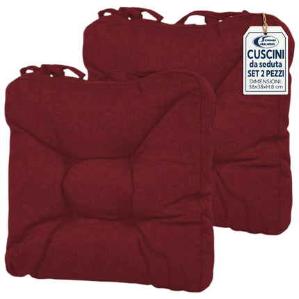 Set 2 Cuscini da Seduta 38x38x8 cm in Poliestere - 8 Colori Rosso Lovimport srl
