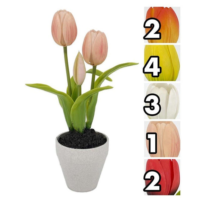Piantina Tulipano Artificiale Real Touch 26 cm in Vaso | Pianta Finta Effetto Reale al Tatto in 5 Colori Assortiti Lovimport srl