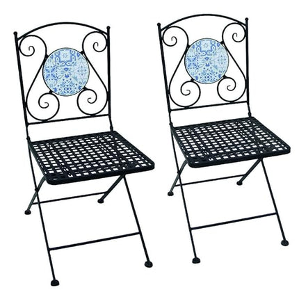 Coppia Sedie Mosaico Azulejos in Metallo – Stile Mediterraneo per il Tuo Outdoor! Biacchi
