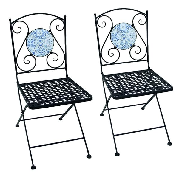 Coppia Sedie Mosaico Azulejos in Metallo – Stile Mediterraneo per il Tuo Outdoor! Biacchi