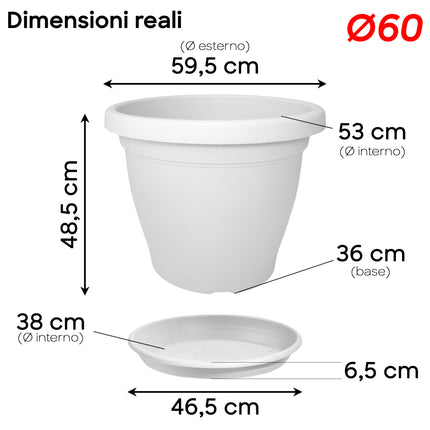 Set Vaso Verona Plastica Veca con Terriccio Dosato – Rinvaso Subito Bianco 60 cm Con terriccio Veca