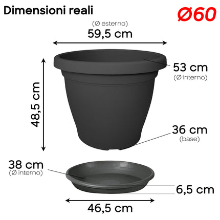 Set Vaso Verona Plastica Veca con Terriccio Dosato – Rinvaso Subito Antracite 60 cm Veca