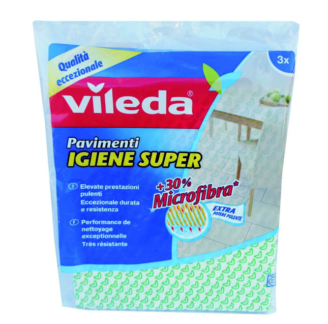 Vileda Panni per Pavimenti Set 3 in Microfibra – Pulizia Profonda e Super Assorbenza Vileda