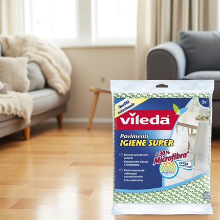 Vileda Panni per Pavimenti Set 3 in Microfibra – Pulizia Profonda e Super Assorbenza Vileda