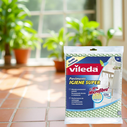 Vileda Panni per Pavimenti Set 3 in Microfibra – Pulizia Profonda e Super Assorbenza Vileda
