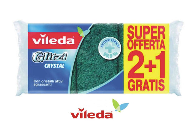 Spugna Glitzi Fibra Verde Set 2+1 Vileda