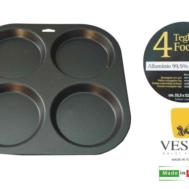 Teglia X 4 Focacce Cm.14X14X2H
