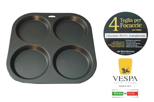 Teglia X 4 Focacce Cm.14X14X2H Vespa