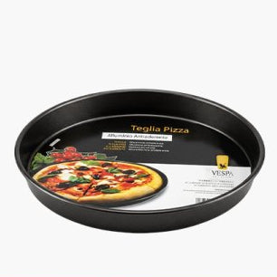 Teglia Pizza Tonda in Alluminio Antiaderente Professionale | Stampo per Pizza e Focaccia Made in Italy (Ø 24cm / Ø 28cm - Altezza 3cm) Vespa