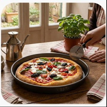 Teglia Pizza Tonda in Alluminio Antiaderente Professionale | Stampo per Pizza e Focaccia Made in Italy (Ø 24cm / Ø 28cm - Altezza 3cm) Vespa