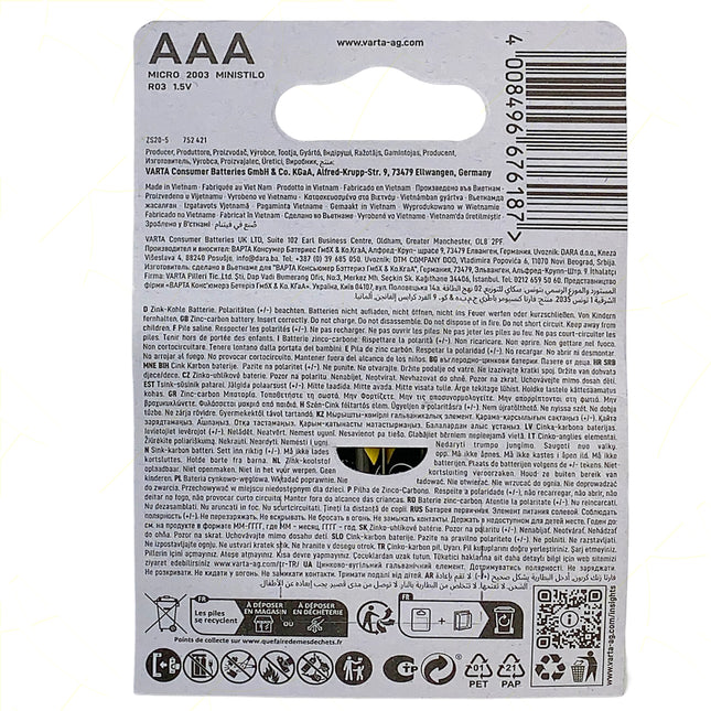 Superlife Zinco Ministilo Aaa R03 Conf. 4 Pz. Varta
