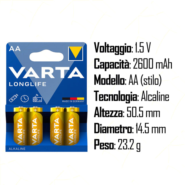 Varta Longlife Alk. Stilo Aa Lr06 Conf. 4 Pz. Varta