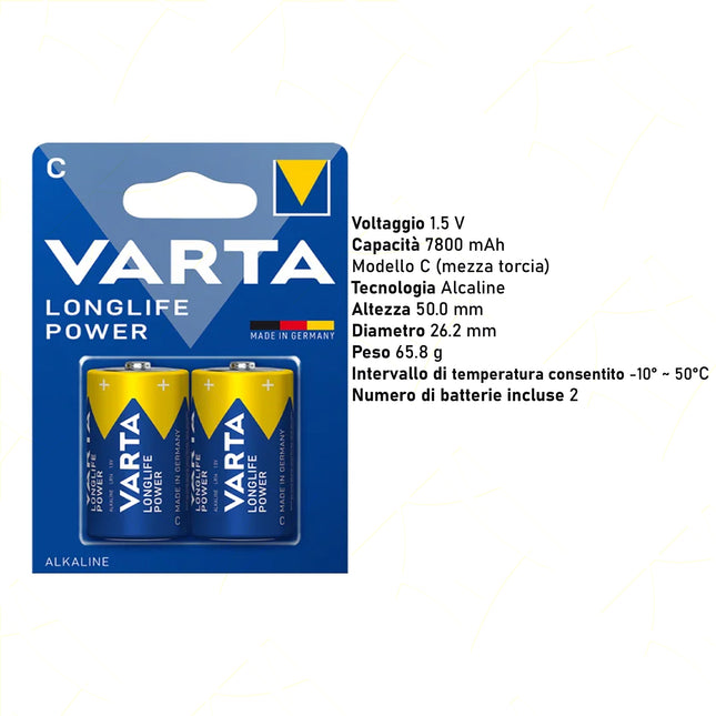 Varta Longlife Alk. 1/2 Torcia C Lr14 Cf.2 Pz. Varta