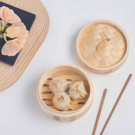 Vaporiera in Bambù Naturale 3 Misure Ø10/13/15 cm per Sushi, Ravioli, Verdure