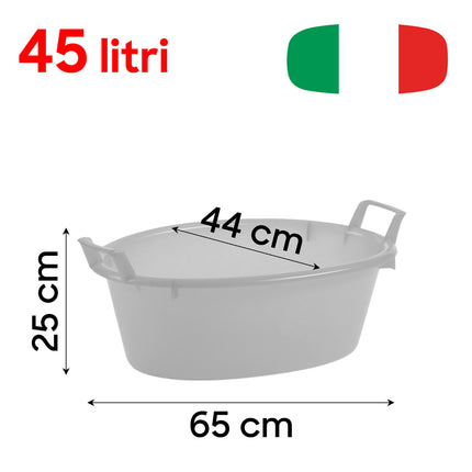 Stefanplast Bacinella Ovale Polietilene Azzurro Neutro 45-80 cm 65 x 44 x 25 h cm Stefanplast