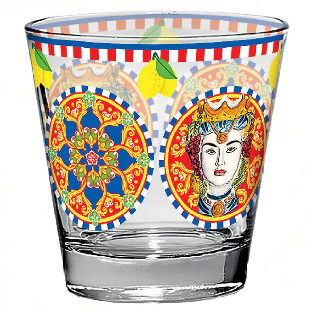 Cerve Bicchiere Acqua In Vetro Set Nadia 250 Ml Decorato Elegante Regalo Lavastoviglie Caltagirone Cerve