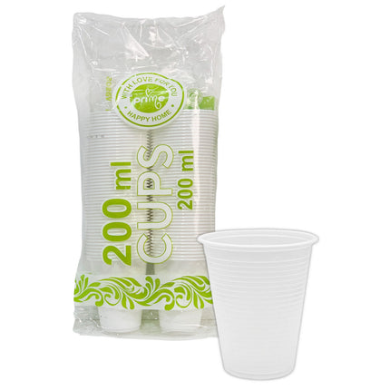 Bicchieri Plastica 200Ml Trasparenti E Bianchi Set 100/200/300/600 Pezzi